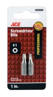 Ace  #1  Square  Screwdriver Bit  1/4 in. Dia. x 1 in. L 2 pc. 