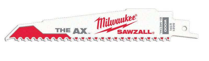 Milwaukee  The AX  6 in. L 5 TPI Bi-Metal  Sawzall Blade  5 pk 
