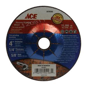 Ace  Masonry Grinding Wheel  4 in. Dia. x 1/4 in. thick  x 5/8 in.