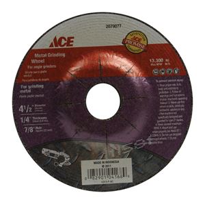 Ace  Metal Grinding Wheel  4-1/2 in. Dia. x 1/4 in. thick  x 7/8 in.