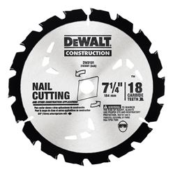 DeWalt  7-1/4 in. Dia. 18 teeth Carbide Tip  Circular Saw Blade  For Nail Cutting 