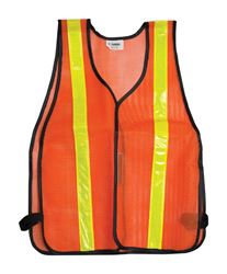 CH Hanson One fits all Orange Polyester mesh Safety Vest with Reflective Stripe 