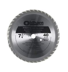 Oldham  7-1/4 in. Dia. 40 teeth Carbide Tip Steel  Circular Saw Blade  For Fine Tooth Finish 