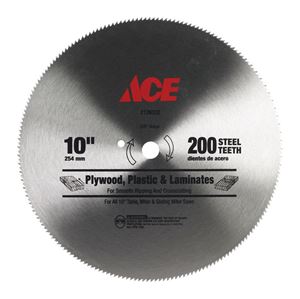 Ace  10 in. Dia. 200 teeth Steel  Circular Saw Blade  For Fine Tooth Finish