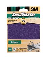 3M  Sandblaster  Silicon Carbide  1/4 Sheet Sandpaper  5-1/2 in. L 60 Grit Coarse  4 pk 