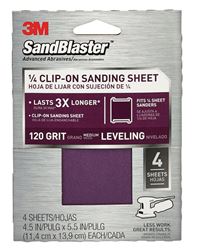3M  Sandblaster  Aluminum Oxide  1/4 Sheet Sandpaper  5-1/2 in. L 120 Grit Medium  4 pk 