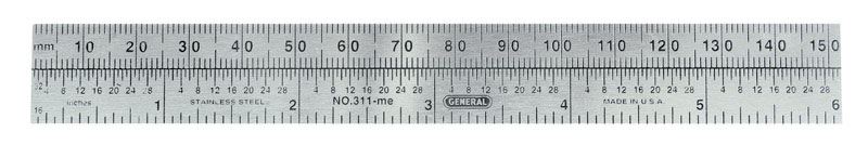 General Tools Precision Pocket Rule 3/4 in. W x 6 in. L Stainless Steel 