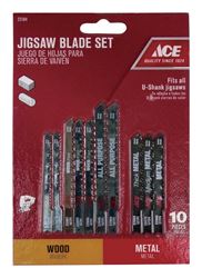 Ace  High Carbon Steel  Universal  Jig Saw Blade Set  10 pk 