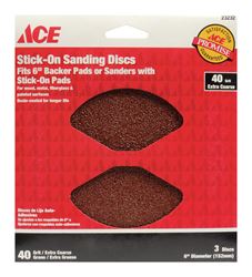 Ace  6 in. Dia. Sanding Disc  40 Grit Extra Coarse  Adhesive  3 pk 