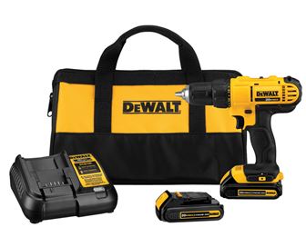 DeWalt  20 volts 1/2 in. Single Sleeve Ratcheting  Cordless Compact Drill/Driver Kit 
