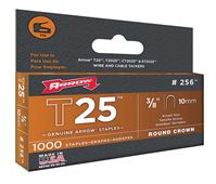 Arrow T25  Round  Crown Staples  Gray  3/8 in. L 