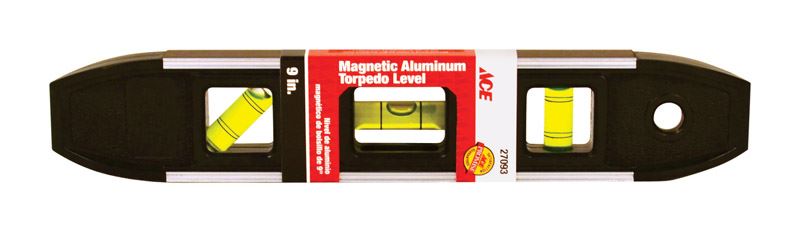 Ace  Aluminum  Magnetic Torpedo  Level  9 in. L 