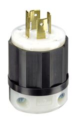 Leviton  Commercial  Thermoplastic  Curved Blade  Locking Plug  L14-20P  4 Wire, 3 Pole  Black/White 