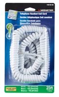 Monster Cable  25 ft. L White  Telephone Handset Coil Cord 