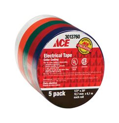 Ace  1/2 in. W x 20 ft. L Electrical Tape  Multicolored 