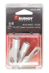 Burndy  Industrial  Ring Terminal  Uninsulated  1/0 AWG 1/2 in. Silver  3 pk 