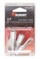 Burndy  Industrial  Ring Terminal  Uninsulated  1/0 AWG 1/2 in. Silver  3 pk 