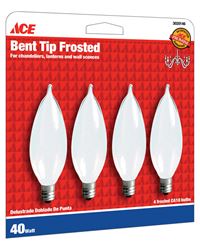 Ace  Incandescent Light Bulb  40 watts 370 lumens Bent Tip  CA10  Candelabra Base (E12)  4 pk 