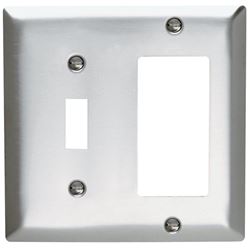 Pass & Seymour 2 gang Silver Stainless Steel Toggle and Rocker/GFCI Wall Plate 1 pk 
