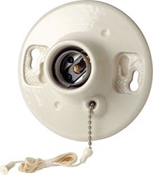 Leviton  Pull Chain Socket  660 watts 250 volts Medium  White 