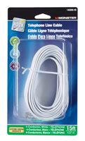 Monster Cable  15 ft. L White  Modular Telephone Line Cable 