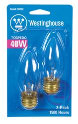 Westinghouse Incandescent Light Bulb 40 watts 365 lumens 2700 K Torpedo B11 Medium Base (E26) 2 