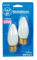 Westinghouse  Incandescent Light Bulb  60 watts 525 lumens 2700 K Torpedo  B11  Medium Base (E26)  2 