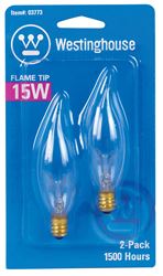 Westinghouse  Incandescent Light Bulb  15 watts 100 lumens 2700 K Flame Tip  CA8  Candelabra Base (E 