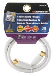 Monster  Just Hook it Up  3 ft. L Video Coaxial Cable 