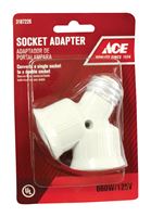 Ace  Twin Light Socket Adapter  660 watts 125 volts Medium  White 