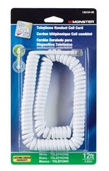 Monster Cable  12 ft. L White  Telephone Handset Coil Cord 
