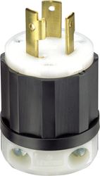Leviton  Industrial  Nylon  Grounding  Locking Plug  L5-30P  2 Pole, 3 Wire  Black/White 