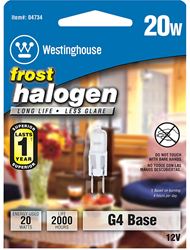 Westinghouse  Halogen Light Bulb  20 watts 290 lumens JC  T3  G4  Frosted  1 pk 