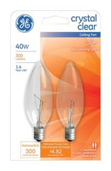 GE  Incandescent Light Bulb  40 watts 300 lumens 2500 K Blunt Tip  B8  Candelabra Base (E12)  2 pk 