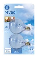 GE  reveal  Incandescent Light Bulb  40 watts 220 lumens 2550 K Globe  G16-1/2  Candelabra Base (E12 