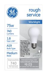 GE  rough service  Incandescent Light Bulb  75 watts 740 lumens 2800 K Specialty  A19  Medium Base ( 
