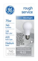 GE rough service Incandescent Light Bulb 75 watts 740 lumens 2800 K Specialty A19 Medium Base ( 