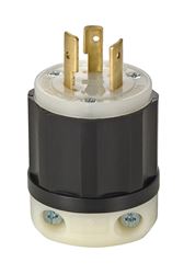 Leviton  Industrial  Nylon  Non-Grounding  Locking Plug  L10-20P  16-10 AWG 3 Pole, 3 Wire  Black/Wh 