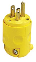 Leviton  Commercial  PVC  Grounding  Straight Blade Plug  5-15P  18-12 AWG 2 Pole, 3 Wire  Yellow 