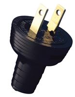 Leviton Residential Vinyl Non-Grounding Round Plug 1-15P 18-14 AWG 2 Pole, 2 Wire Black 