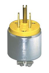 Leviton  Commercial  Armored  Grounding  Straight Blade Plug  5-15P  18-12 AWG 2 Pole, 3 Wire  Yello 