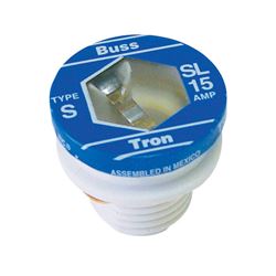 Bussmann  Tamper Proof Plug Fuse  15 amps 125 volts 3 pk For Small Motor And Inductive Load Circuits 