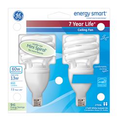 GE  Energy Smart  CFL Bulb  13 watts 850 lumens Spiral  T2  4.3 in. L Soft White  2 pk 