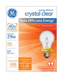 GE  Halogen Light Bulb  29 watts 430 lumens A-Line  A19  Medium Base (E26)  Clear  2 pk 