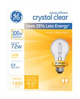 GE  Halogen Light Bulb  72 watts 1490 lumens A-Line  A19  Medium Base (E26)  Clear  2 pk 
