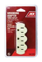 Ace  Grounded  Triple Outlet Adapter  Ivory  15 amps 125 volts 1 pk 