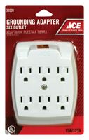 Ace  Grounded  6-Outlet Adapter  White  15 amps 125 volts 1 pk 