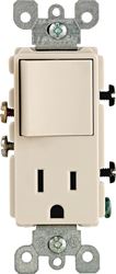 Leviton Decora  15 amps 120 volts Single Pole  Rocker  Combination Outlet  Light Almond 