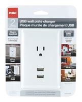 RCA  USB Wall Plate Charger  2.1 amps 110 volts White 