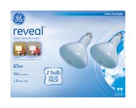 GE  reveal  Incandescent Light Bulb  65 watts 360 lumens Floodlight  BR40  Medium Base (E26)  2 pk 